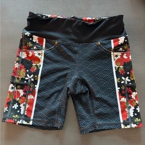 Floral inknburn Patterned Black Athletic Shorts